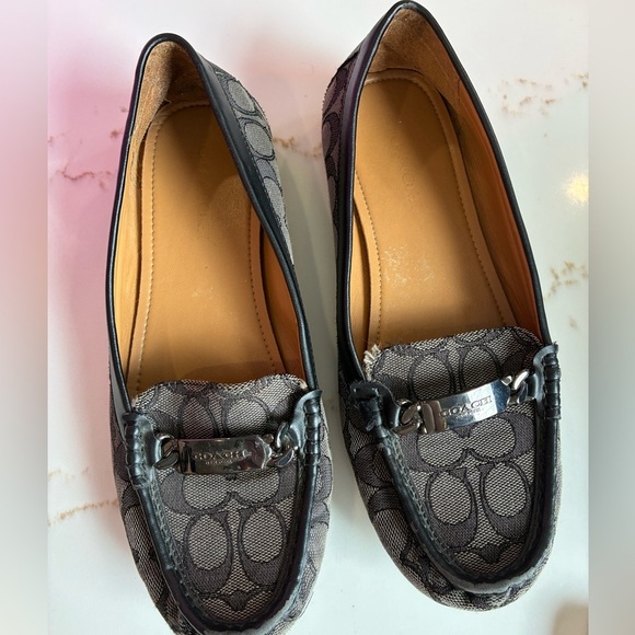 Coach black and gray logo loafers size 9 - Picture 1 of 5